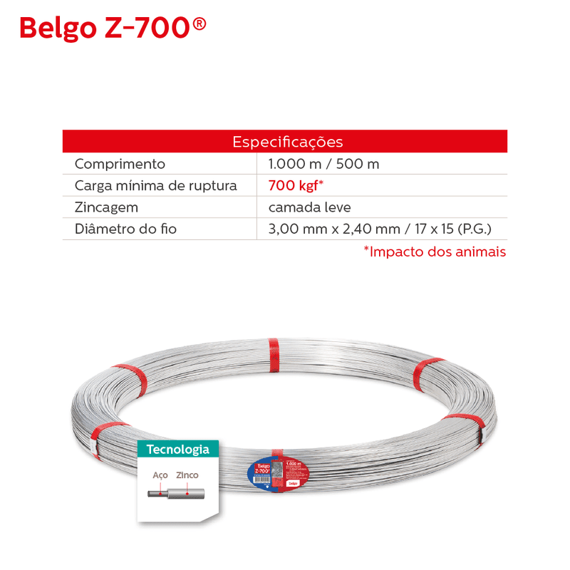 Arame Liso Z700 Belgo® | Arame Ovalado 500m - Imagem 3