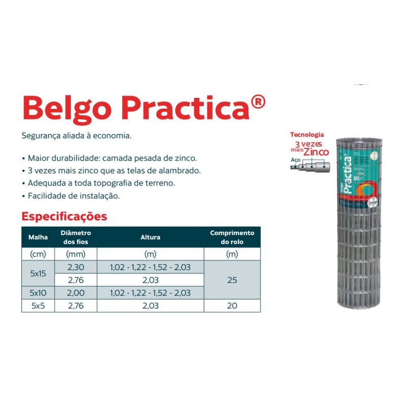 Tela Belgo Practica Fio 2,30mm - 5 x 15cm 1,52 x 25m - Imagem 6