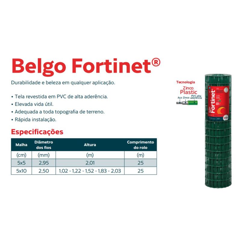 Tela Belgo Fortinet Super Fio 2,95mm - 5 x 5cm x 2,01m x 25m - Imagem 7